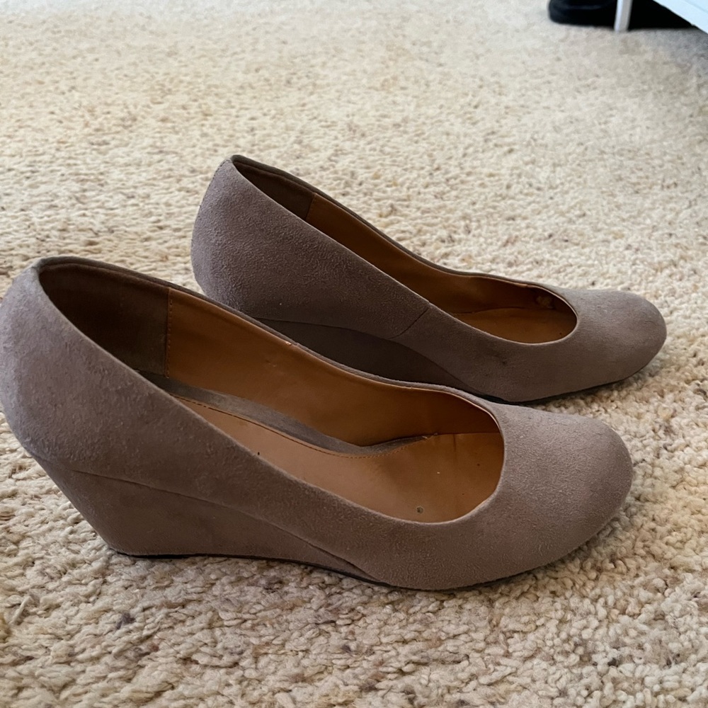 Grey suede wedges